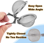 Tea Strainers for Loose Tea, 4 Pack Tea Infuser with Handle Fine Mesh Tea Ball Filter Tea Diffusers Steeper for Loose Leaf Tea, Spices, Seasonings