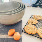 Mora Ceramic Large Mixing Bowls - Set of 2 Nesting Bowls for Cooking, Serving, Popcorn, Salad etc - Microwavable Kitchen Stoneware, Oven, Microwave and Dishwasher Safe - Extra Big 2.5 & 1.6 Qt - Grey