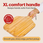 HANS GRILL Wooden Pizza Peel 12 Inch - Bamboo Wood Pizza Peel 12 Inch Paddle For Oven - Restaurant Grade Natural Bamboo Paddle, Multi-use Spatula - Large Wooden Board For Serving and Transferring