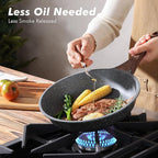 SENSARTE Nonstick Frying Pan Skillets, Swiss Granite Coating Omelette Pans, Healthy Cookware Chef's Pans, Free of Intentionally Added PFOA (9.5+11 Inch)
