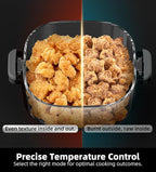 5-in-1 Portable Glass Air Fryer, 4QT & 6-Cup Glass Containers with Lids, Silicone Mat, 1500W Small Air Fryer, 90% Less Oil, Dishwasher/Freezer Safe for Single Servings, Family Meals