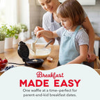Dash Mini Waffle Maker- Compact Electric Iron for Creative Homemade Treats - PTFE nonstick surface - Easy-to-Clean - Perfect for Kids & Families - Black