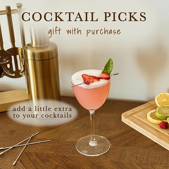 MORA Pure Nick and Nora Glasses, Set of 4-6oz - Smaller Cocktail Glass for Bijou, Old Pal, Aperitifs, Negroni, Vermouth, Wine, etc. Hand Blown Premium Crystal - Classic Bartender Mixology Glassware