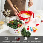 Large Mixing Bowls with Handles 3.6 qt - 2 Pc Plastic Nesting Bowls for Kitchen, Lightweight Batter Bowls, Easy to Clean + 5 Measuring Spoons Set