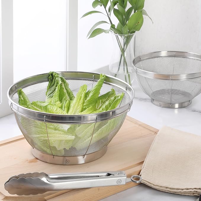 Martha Stewart Covello Stainless Steel Mesh Colander Set 2-Pieces, Silve