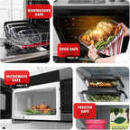 EATEX 16-Piece Deep Glass Casserole Dishes for Oven with Plastic Lids, Glass Baking Dishes for Oven, Rectangular Bakeware for Lasagna, Cooking, Leftovers, Kitchen, Freezer to Oven Dishwasher Safe