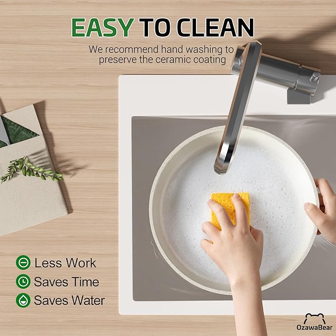 26 Pcs Pots and Pans Set Non Stick, Ceramic Cookware Set Non Toxic with Detachable Handles, Healthy Induction Cookware Oven Safe RV Kitchen Set, PFAS PFOA & PTFE Free, Cream White