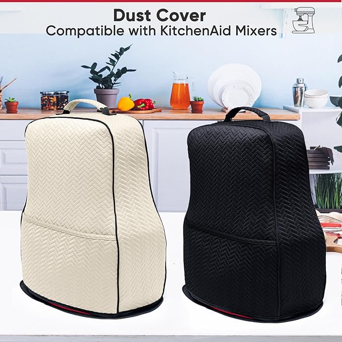 BAGSPRITE Stretchy Stand Mixer Cover with Appliance Slider– Washable Applicance Cover Compatible with KitchenAid Mixer 6/7/8 Quart – Dust Cover with Pockets for KitchenAid Accessories and Attachments