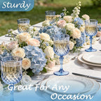 Plastic Wine Glasses, Plastic Goblets Vintage Style Cordial Unbreakable Drinking Glasses， Reusable Drinkware for Wedding Reception, Grand Event Party Supplies(24, Blue)