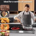 Karinear 2 Burner Electric Cooktop 110V, Portable Electric Stove with Handle, Knob Control Electri Hot Plate, Ceramic Countertop Burner, Timer, Safety Lock, 9 Power Level, 2000W, 24 inch(White)