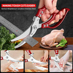 MAD SHARK Professional Heavy Duty Poultry Shears - Kitchen Shears for Spatchcocking Chicken and Meat Cutting, Multi-Purpose Kitchen Scissors for Food, Spring-loaded (Red)