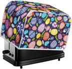 JEOCODY Easter Toaster Cover Egg Print Toaster Covers 4 Slice Wide Slot Dustproof Fingerprint Protectors and Greasy Protection Anti-sputtering Machine Washable Women Gift