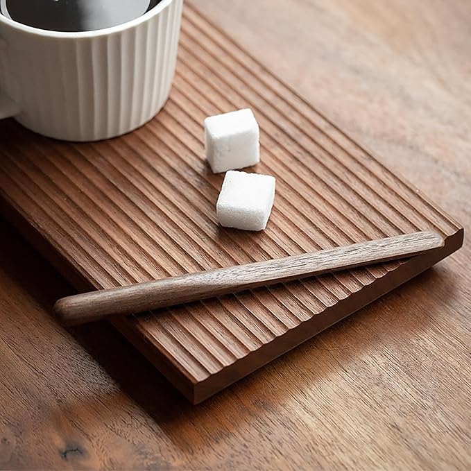 Black Walnut Wood 4Pcs Coffee Stirrers 6″ Reusable & Multifunctional for Coffee, Drinks, Tea, Milk, Oatmeal, Crafts and Oil, butter spreader Great for jam, jelly, peanut butter etc.