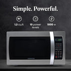 Farberware 1.3 Cu. Ft. Countertop Microwave Oven – 1000 Watts Power, Auto Cook Settings, Defrost, Easy Clean and Child Safety Lock - Stainless