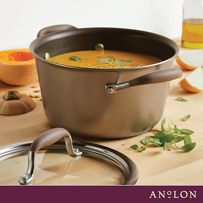 Anolon Advanced Home Hard-Anodized Nonstick Tapered Sauce Pan/Saucepot, 4.5-Quart (Bronze)