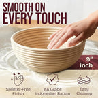 Superbaking Banneton Bread Proofing Basket, Sourdough Bread Baking Supplies, Round 9 Inch Sourdough Starter Kit, Proofing Basket for Baking, Bread Making Supplies Tools, Banneton Basket Gift Set