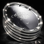 6-Pack Large Silver Serving Trays (16" x 12") – Oval Floral Engraved Serving Platters for Parties, Weddings, Birthdays, Festive Occasions – Mirror Trays for Appetizers, Charcuterie, Cookies, Desserts