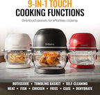 Non Toxic Air Fryer™ Pro | 9-in-1 Glass Air Fryer | Self-Cleaning | 5 Quart | Rotisserie and Tumbler | 400F Vortex For Even Cooking, BPA-Free Teflon Free, Recrisp, Roast, Bake, Orange