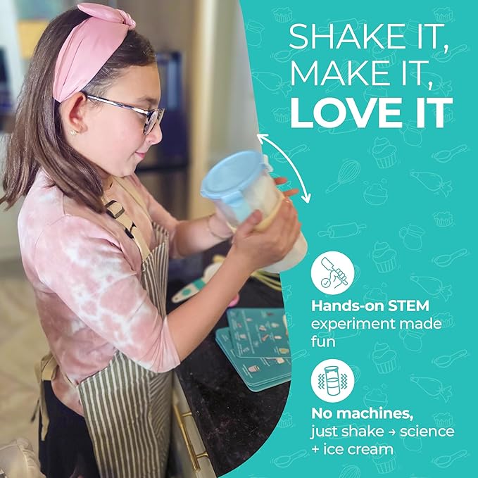 Tovla Jr. Kids Ice Cream Science Kit | Make Real Ice Cream with Reusable Tools | STEM Learning Activity & Gift Set Ages 5–12 | Includes Visual Recipes, Scoop, Bowls & Shaker