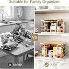 2 Pack Extra Large Stackable Pantry Organizer,Wall Mount Garbage Bag Holder Dispenser with Bamboo Top for Kitchen Laundry Room Organization,White