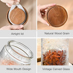 Adodeen 24oz Vintage Glass Jar With Lid, Glass Storage Containers, Airtight Kitchen Storage Containers For Sugar, Coffee, Tea, Spice, Flour, Candy Cookie, Pasta, Cereal, Cute Decorative Jars