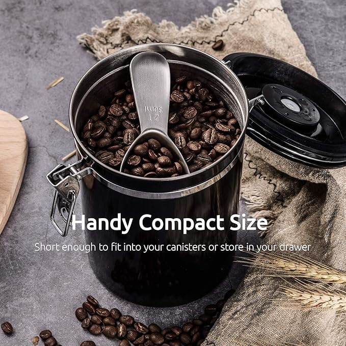 Coffee Scoop: U-Taste 18/8 Stainless Steel Measuring Coffee Scoop 2 tablespoon, Short Handled Measure Scooper for Ground Coffee, Bean in Canister (Silver, 2Tbsp/30ml)