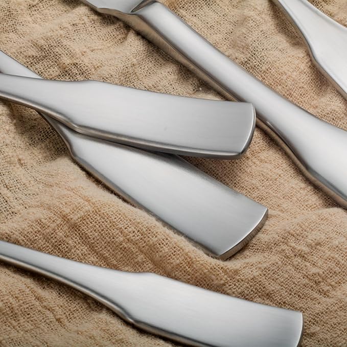 Alata Kate Satin 40-Piece Silverware Set,Service for 8,Stainless Steel Flatware Set,Matte Satin Polished Cutlery Set,Dishwasher Safe