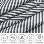 NLUS 2 Pcs Kitchen Cooking Aprons, Poly/Cotton Blend Adjustable Soft Bib Stripe Aprons with 2 Pockets for Women Men Chef (Blue Pinstripes/Black Stripes)