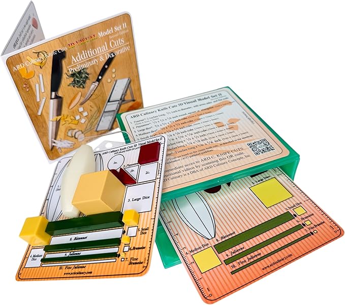 ARD Culinary Knife Cuts 3D Visual Model Set II, an educational precision knife skills with 3D templates and guides