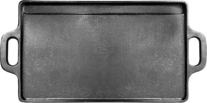 Coghlan's Cast Iron Griddle – Reversible Pre-Seasoned Camping Cookware for Grilling, Frying, and Outdoor Cooking – Durable and Versatile Skillet Pan, 18 x 9 Inches