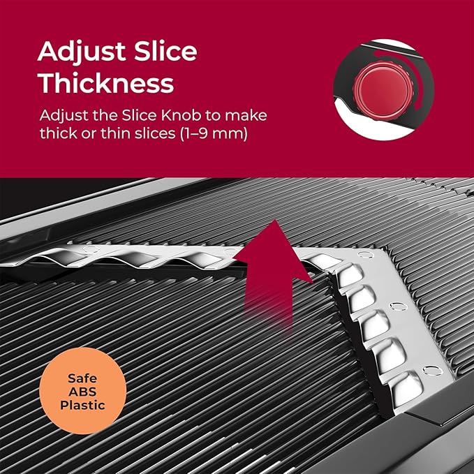 Mueller Austria Mandoline Slicer for Kitchen, Adjustable Vegetable Chopper, Fruit, Cheese Grater, Potato Chips Slicer - Black