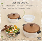 Moss & Stone 6-Piece Borosilicate Glass Casserole Set with Durable Plastic Lids – 2.6/1.5/1 Qt Oven & Microwave Safe Glass Baking Dishes for Cooking, Serving & Kitchen Storage
