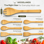 WOODLANDS USA Wooden Spoons for Cooking set of 6 – Premium Wooden Utensil set for everyday use – Versatile Cooking utensils set safe for nonstick pans – Durable wooden spoon kitchen utensils set