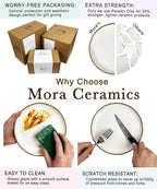 MORA Ceramic Pie Pan for Baking - 9 inch - Deep and Fluted Pie Dish for Old Fashion Apple Pie, Quiche, Pot Pies, Tart, etc - Modern Farmhouse Style Porcelain Ceramic Pie Plate - Vanilla White