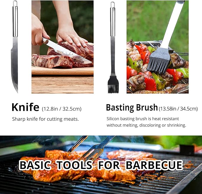 BBQ Utensil Set Stainless Steel Professional Barbecue Accessories Grill Tool with Bag Easy to Carry