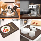 Coffee Mat for Countertops ,Coffee Bar Accessories Fit Under Coffee Maker Espresso Machine, Absorbent Hide Stain Rubber Mat for Countertop ,Dish Drying Mat for Kitchen Counter (D-Brown, 12"x19")