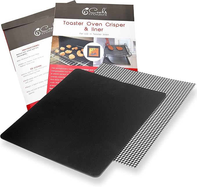 Cooks Innovations Toaster Oven Non Stick Liner & Crisper Set - Get Crispy Food Every Time - Easy Clean Up - Premium Crisping Sheet with Nonstick Oven Liner for Toaster Oven (9 x 11)
