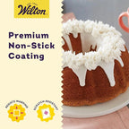 Wilton Gold Non-Stick 9.49 in Fluted Tube Cake Pan, Cold-Rolled Steel Bakeware, Made without PFAS, Packaging May Vary