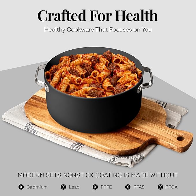 Gotham Steel Modern 11 Pc Ceramic Cookware Set, Elegantly Designed Pots and Pans Set Non Stick with Steamer, Induction Bottom, Premium Stay Cool Handles, Non Toxic PFOA Free, Oven & Dishwasher Safe