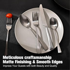 KINGSTONE Forged Silverware Set, 20 Piece Flatware Set for 4, 18/10 Stainless Steel Silverware Matte Satin Finish Dishwasher Safe