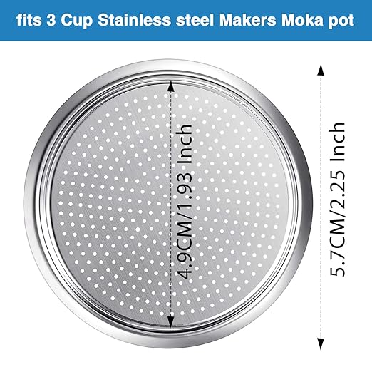 Moka Express Replacement Funnel Kit, 3 Packs Gasket Seals, 1 Stainless Steel Funnel with 1 Pack Stainless Filter (3-Cup)