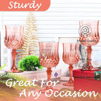 Plastic Wine Glasses, Plastic Goblets Vintage Style Cordial Unbreakable Drinking Glasses, Reusable Drinkware for Wedding Reception, Grand Event Party Supplies (12, Rose Gold)