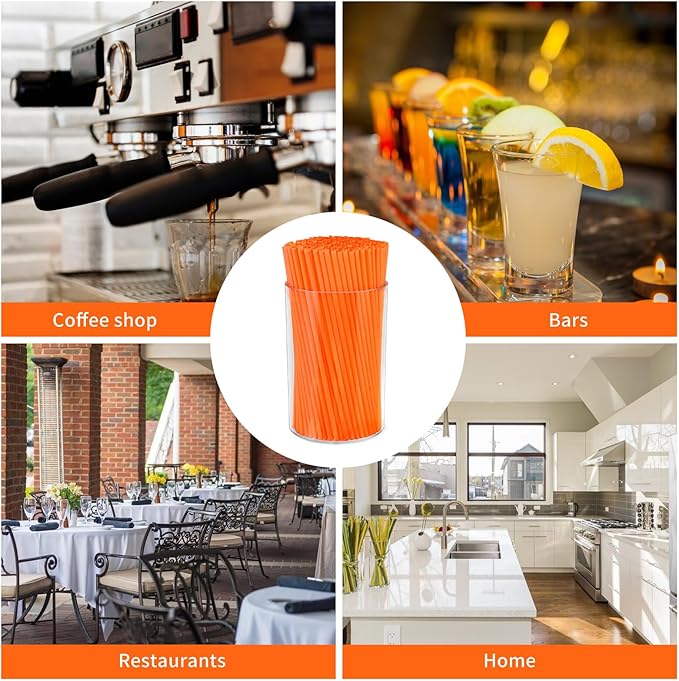 500 Pcs Neon Orange Coffee Stir Sticks Set Acrylic Stir Stick Holder Heather Orange Coffee Stirrers Holder Cocktail Straws for Coffee Bar Party Thanksgiving