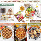 P&P CHEF 6 Inch Round Cake Pan Set of 3, Stainless Steel Round Baking Layer Pans Bakeware for Layer Birthday Cake, Fit Oven/Pots/Pressure Cooker, Leakproof & Dishwasher Safe, Silver