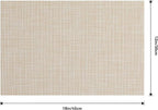 Leetaltree Beige Placemats Set of 4 - Heat Resistant Non-Slip Place mats for Dining Table, Washable Durable PVC Vinyl Woven Table Mats（Beige, 4）