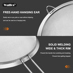 Walfos 7.8 Inch Fine Mesh Strainer, Premium Stainless Steel Colanders and Sifters, with Reinforced Frame and Sturdy Handle, Perfect for Sift, Strain, Drain and Rinse Vegetables, Pastas and Tea