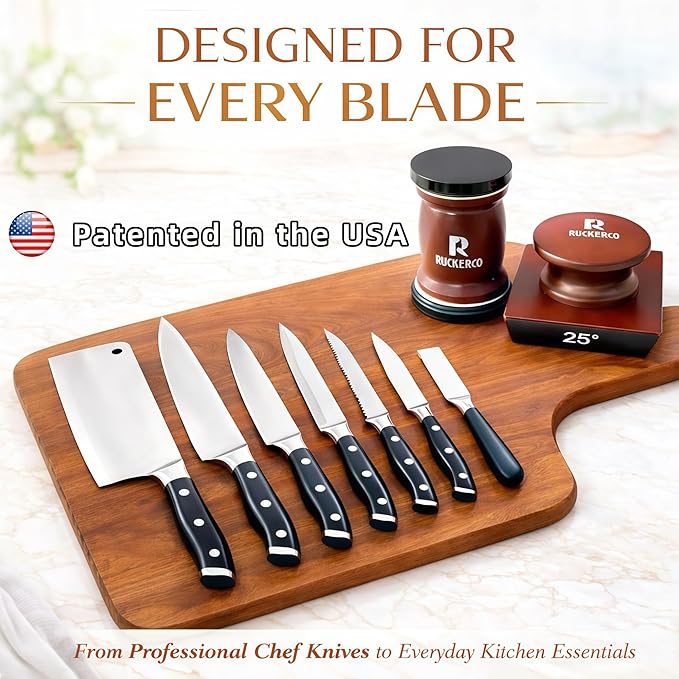 The Original Patented Knife Sharpener Kit, 4 Replaceable Ceramic Grinding Discs,Rolling Knife Sharpener 15& 20& 12& 25 Inclination Angles, Mother's Day, Father's Day,Birthday Give to You Love Most