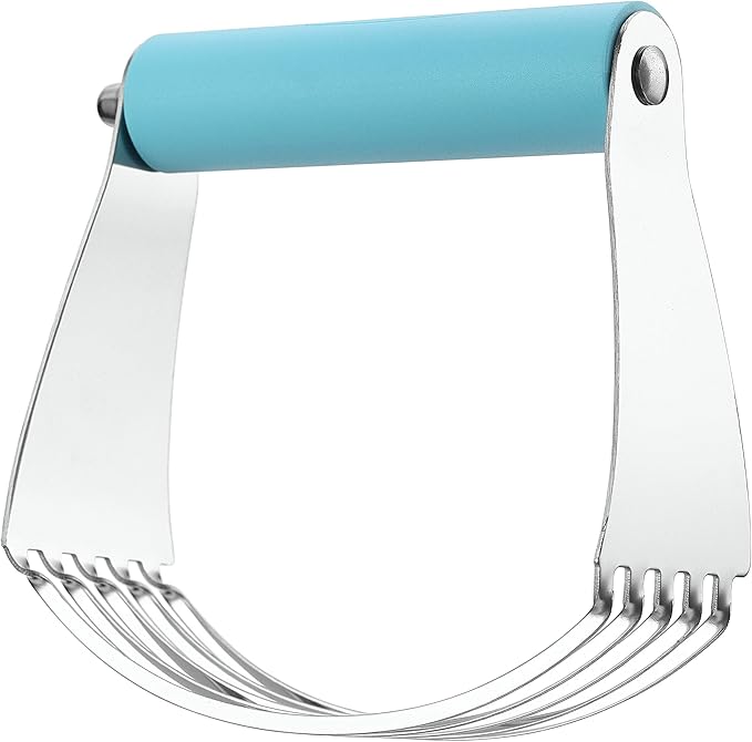 Spring Chef Large Dough Blender For Baking, Dishwasher Safe Dough Cutter Tool, Stainless Steel Pastry Cutter Tool with Sharp Blades, Manual Pastry Blender for Easy Mixing - Aqua Sky