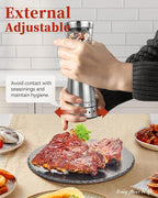Electric Salt and Pepper Grinder Set with Storage Base, Stainless Steel Rechargeable Salt and Pepper Grinder Set with 4.5 oz Large Capacity, 1.8" Wide Mouth, Adjustable Coarseness, Ideal for Kitchen