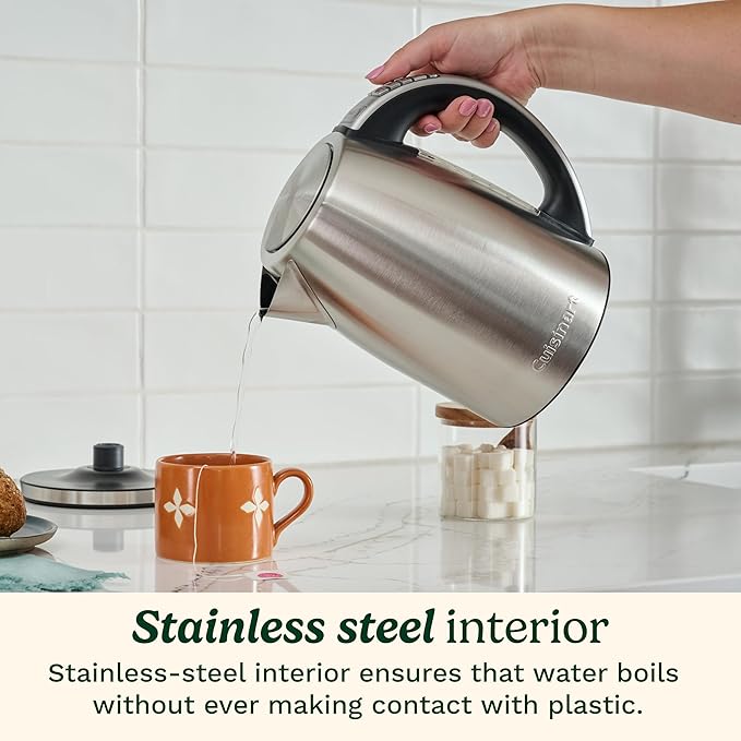 Cuisinart PerfecTemp 1.7-Liter Electric Kettle, Cordless Electric Tea Kettle, 1500W for Fast Heat-Up, 6 Preset Temperatures, 30-Minute Keep Warm, Stay Cool Nonslip Handle, CPK-17P1